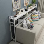 Moderner Konsolentisch mit rechteckiger Basis, Wandfl&auml;chen, seitlicher Flur, Eingangsbereich, Konsolentische, seitlicher Beistelltisch hinter dem Couchtisch, schmaler Konsolentisch, schwarz