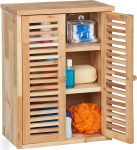 Relaxdays P&auml;hklipuust seinakapp K 46,5 x L 35 x S 21 cm liistuuksed 3 kambrit Vannituba K&ouml;&ouml;k Looduslik