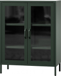 Jan Nowak Gina 2-Door Display Cabinet | 2 Adjustable Shelves Tempered Glass Wall Mounted | Glass Display Case Standing Display Cabinet Glass Living Room Cabinet Glitter 80 x 101.5 x 40 cm Bottle Green