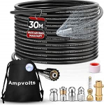 30 m torupuhastusvoolikute komplekt - 5800 PSI / 400 Bar, sisaldab 5 otsikut ja kollast messingist adapterit, &uuml;hildub Karcher K2 K3 K4 K5 K6 K7, efektiivne torude ja kanalisatsiooni puhastamine.