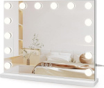 Dripex Cosmetic Mirror with LED Lights, Large Hollywood Illuminated Makeup Mirror with 14 Dimmable LED Lights, Touch Screen Control, Cosmetic Mirror for Bedroom, Dressing Room, 50 x 11.9 x 41.9 cm
