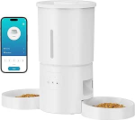 Automaatne kassitoitja 2 kaussi koos rakendusega: AONBOY Double Bowl Design mitme kassi ja koera majapidamistele - valge