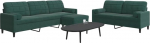 Gecheer 3-Piece Sofa Set Armchair Couch Sofa Living Room Sofa Couch Set Designer Sofa Seat Furniture Upholstered Furniture with Cushions and Bolsters Dark Green Velvet