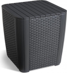 Allibert by Keter Gartentisch Luzon flat wicker, graphit, Deckel abnehmbar, mit Stauraum, Kunststoff, flache Rattanoptik, Au&szlig;enma&szlig;e (B/T/H): 39 x 39 x 42,5 cm