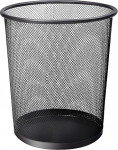 KEPLIN Round Trash Can - 1 Pack Black Non-Slip Mesh Bucket, Stylish and Sturdy Metal Waste Paper Bin for Home, Bedroom, Office, Bathroom, Living Room and Kitchen - Indoor Trash Can with