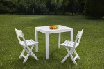 Dmora - Outdoor Lounge Set Ortisei Garden Composition with 1 Rectangular Table and 2 Folding Chairs, Indoor and Outdoor Lounge by Pic Nic, 100% Made in Italy, White