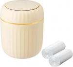 MEETOZ Desktop Trash Can Push Top Mini Plastic Trash Can for Family Living Room Kitchen Bathroom Office Car Indoor with 60 Sheets Trash Bags