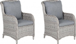 Cascais Garden Chairs Set of 2 Rattan Grey with Matching Cushions Modern