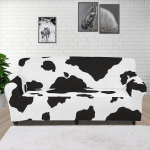 AFPANQZ Sofabez&uuml;ge mit klassischem Kuhdruck, dehnbare Couch&uuml;berz&uuml;ge, Schutz, Sofa-Schonbez&uuml;ge, universaalne, elastisch, M&ouml;belschutz, 235 cm kuni 299,7 cm, Diivan, 3-Sitzer, Schwarz / Wei&szlig;