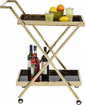 Kare Designer Casino Serving Trolley, Elegant Serving Trolley, Modern, Side Table on Wheels, Kitchen Trolley, Trolley, Transport Trolley, Gold/Black, 89 x 76 x 50 cm