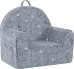 MeMoreCool laste tugitool - mugav pluusist laste diivan 1-3 aastastele, pehme vahtpolsterdatud tool, kaasaskantav laste tool lastetuppa, m&auml;ngutuppa ja lugemisnurka, hall dinosaurus