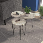 PAK HOME 3 valge marmorist k&uuml;ljelaua komplekt &uuml;mmargune virnastatav kohvilaud metallist jalgadega k&uuml;ljelaua elutuppa kodukontorisse magamistoa &ouml;&ouml;kapiks