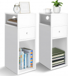 VOUNOT&reg; 2 kitsa &ouml;&ouml;kapi komplekt, 2 lahtise kambriga ja 1 sahtliga, kaasaegne &ouml;&ouml;kapp, &ouml;&ouml;kapid magamistuppa, elutuppa, 25 x 30 x 66 cm, valge