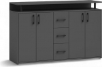 Drift Highboard riiulitega antratsiidis - kaasaegne elutoa kapp sahtlitega ja palju hoiuruumi elutuppa - 139 x 90 x 34 cm (B x K x S)