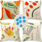 Cirzone Outdoor padjakate komplekt 4 padjakatet 45 x 45 cm Dekoratiivne elutoa linasest riidest dekoratiivse elutoa, aia, r&otilde;du jaoks.