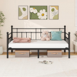 HOMERECOMMEND Voodiraam 90 x 200 cm voodi, &uuml;heinimesevoodi diivanvoodi, metallvoodi, noortevoodi, lastevoodi, k&uuml;lalisvoodi, diivan, 90 x 200 cm, p&auml;evane voodiraam magamistuppa, elutuppa, must