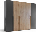 Stella Trading ASKA garderoobikapp grafiidist, Mauvella Tamme v&auml;limusega, mitmek&uuml;lgne l&uuml;kanduksega kapp, 5 ust magamistoas, 249 x 210 x 53 cm (B x K x S)