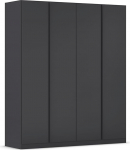 Rauch M&ouml;bel Monostar, hingedega riidekapp, riidekapp, riidekapp, riidekapp koos hoiuruumiga, 4 ust, v&auml;rv hall metalne, must, 181 x 210 x 54 cm.