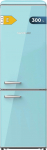 Cecotec Retro k&uuml;lmik-s&uuml;gavk&uuml;lmik 300L Bolero CoolMarket Combi Origin 300 Blue E, klass E, LED sisevalgustus, kr&otilde;bistuskast, temperatuuri reguleerimine, kroomitud k&auml;epide ja klaasist riiulid