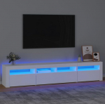 TV kapp LED valgustusega, valge, 210 x 35 x 40 cm, mitmekihiline puit, TV kapp, vitriinkapp, elutoa m&ouml;&ouml;bel, puidust ustega