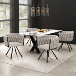 Komplekt 6 p&ouml;&ouml;rlevast s&ouml;&ouml;gitoolist, vaba aja p&ouml;&ouml;rlevad toolid, neli metallist tugijalga, linane tool beež + must