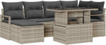 7-teilige Garten-Sofa-Set mit Kissen, hellgrau, Poly-Rattan Gartenlounge Model3357595