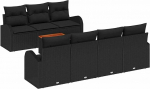 8-teiliges Garten Sofa Set mit Kissen Schwarz Poly Rattan Akazie Gartenlounge Model3347541