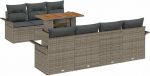 8-teiliges Garten Sofa Set mit Kissen Grau Poly-Rattan, 2-Sitzer Garten Sofa mit Stauraum & Kissen Grau Poly-Rattan Gartenlounge Model3358029