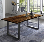 SAM Quintus Real Tree Edge Massiivne akaatsiapuidust s&ouml;&ouml;gilaud metallist jalgadega Akaatsia