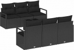 7-teiliges Garten-Sofa-Set mit Kissen Schwarz Poly Rattan, 2-Sitzer Garten-Sofa mit Stauraum & Kissen Schwarz Poly Rattan Gartenlounge Model3354942
