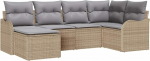 6-teiliges Garten Sofa Set mit Kissen Beige Poly Rattan, 2-Sitzer Garten Sofa mit Stauraum & Kissen Beige Poly Rattan Gartenlounge Model3354439