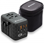 Verbatim GaN Universal Travel Adapter UTA-05 65 W pistikupesa adapter 2 USB-A ja 2 USB-C pordiga, kiirlaadija s&uuml;learvutile, mobiiltelefonile, kaamerale jne. Reisipistik kogu maailmas kasutamiseks 100-250 V