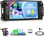 6G+128G 8 Core Wireless Carplay Android autoraadio Jeep Wrangler Compass Grand Cherokee/Chrysler 300C/Dodge Ram/Chevrolet 7-tolline autoraadio koos Android auto navigatsiooniga GPS WiFi Bluetooth FM/RDS/DSPga