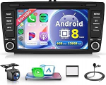 6G+128G 8 Core Wireless Carplay Android autoraadio Skoda Octavia 2 MK2 Rapid Yeti Roomster Superb 8-tolline autoraadio Android auto navigatsiooniga GPS WiFi Mirror Link Bluetooth FM/RDS/DSP/SWC