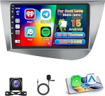 Roinvou 2+64G Android autoraadio navigatsioon Seat Leon 2005-2012 juhtmevaba Carplay ja Android Car, 9-tolline puuteekraaniga raadio koos Mirror Link Bluetooth EQ WiFi GPS FM/RDS SWC tagurduskaameraga