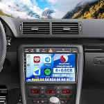8 Core Qualcomm Android 15 4+64G autoraadio Audi A4 S4 RS4 8E B6 B7 2002-2008, 9-tolline puuteekraaniga raadio koos CarPlay Android auto GPS WiFi FM / RDS DSP 3D auto mudeli n&auml;idikuga + tagurduskaamera