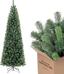 SALCAR Slim kunstlik j&otilde;ulupuu, 210 cm, kunstlik j&otilde;ulupuu kinnaste ja metallist alusega, pliiatsi j&otilde;ulupuu 818 PVC otsaga, roheline