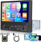 Hodozzy 1 DIN autoraadio traadita Carplay Android autoga, 1 DIN 8-tolline puutetundlik autoraadio Bluetoothiga, FM/AM raadio, DSP, AUX, roolikaugjuhtimispult, topelt USB, videos&uuml;nkroonimine, online video
