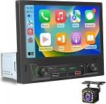 1 DIN autoraadio traadita Carplay ja Android Car, 8-tolline IPS puuteekraaniga autoraadio DSP-ga, traadita peeglilink, Bluetooth k&auml;ed-vabad s&uuml;steem, FM/AM raadio, SWC, USB-&uuml;hendus + tagurduskaamera