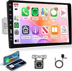 Rimoody 9-tolline puuteekraaniga Single DIN autoraadio koos Apple Carplay, Android Car, Bluetooth, FM/AM raadio, tagantj&auml;rele vaatekaamera sisend, USB, AUX, must