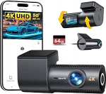 CIEVIE 4K + 1080P auto eesmine tagumine Dash Cam koos 64 GB SD-kaardiga, 5GHz WiFi Dash Cam 1,5-tollise IPS-ekraaniga, 170 &deg; lai nurk, G-sensor, WDR &ouml;ine n&auml;gemine, Loop salvestamine, App Control, toetab maksimaalselt 256 GB-i