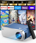 Mini projektor WiFi Bluetoothiga, projektor 4K 1080P toega, filmiprojektor mobiiltelefonile, kaasaskantav projektor magamistuppa, mini projektor v&auml;ljas koos k&otilde;lariga nutitelefoni/HDMI/USB/TV Stickiga