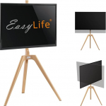 EasyLife - TV statiiv Puidust statiiv - stuudio teleri statiiv kuni 65 tolli ja 40 kg teleri/monitori kaaluni, p&ouml;&ouml;ratav, reguleeritav k&otilde;rgus, kaablijuhtimine, VESA kuni 400 x 400 (must/beekk)