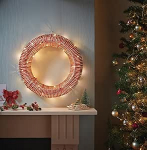 Smart Garden LED j&otilde;ulup&auml;rg punase ja kuldse punutisega 40cm akutoitega soe valge valgus auto taimeriga