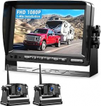 2 traadita magnetilised tagurduskaamerad, 7-tolline 1080P FHD monitor, 9600 mAh aku, 1 minutiline seadistamine, IP69K veekindlad tagurduskaamerad matkaautodele, haagistele ja veoautodele