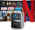 Mini projektor 4K [Netflix Official|Dolby Audio] Smart Projector Small with WiFi6 2-Way Bluetooth Full HD 1080P Electric Focus Auto vertikaalne keystone korrektsioon l&uuml;hikese vahemaa projektor integreeritud rakendused