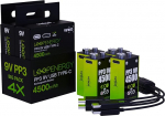 VERICO LoopEnergy 9V Block Pack of 4, PP3, 4500 mWh, laetav USB-C aku, Li-Ion aku, 2 x laadimiskaabel USB t&uuml;&uuml;p A 2 x t&uuml;&uuml;p C