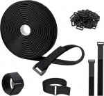 Verstellbare Kabelbinder mit 25 Schnallen, 5 m, schwarz, wiederverwendbar, Befestigungskabelbinder, freie Schnittl&auml;nge, f&uuml;r Zuhause, B&uuml;ro, Aufbewahrung, Kabelf&uuml;hrung, Kabel-Organizer, 3,8 cm breit