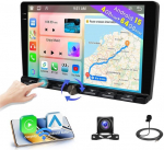 Hikity 8 Core 4+64G Android 15 autoraadio 9-tolline IPS-ekraaniga raadio Traadita CarPlay Android auto Bluetooth 5.0 vabak&auml;igukeskuse navigatsioon GPS WiFi FM RDS EQ peeglilink nupud koos tagurduskaameraga