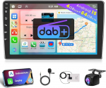 Hikity [4+64GB] DAB+ Android 15 autoraadio Traadita CarPlay Android autode peeglilink raadio 9-tolline IPS puuteekraaniga raadio Bluetooth 5.0 navigatsioon GPS WiFi FM RDS SWC HiFi